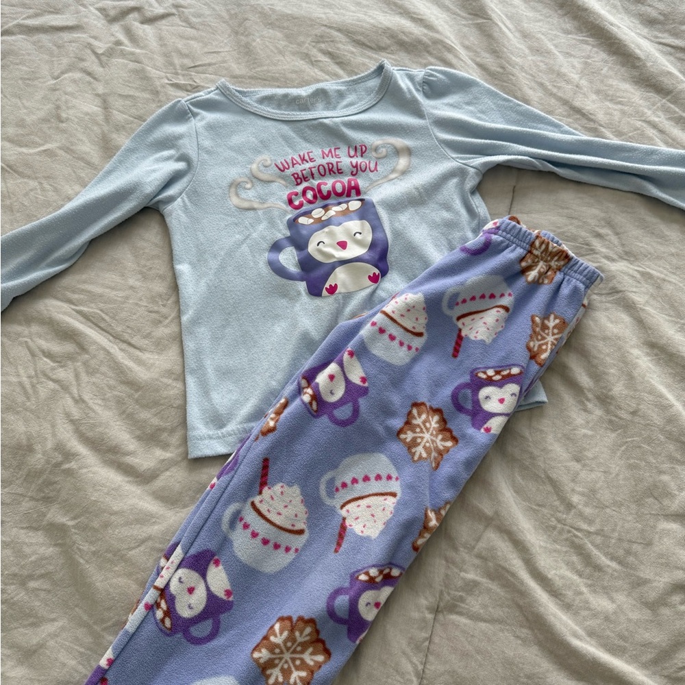 Carter's Blue and Purple Pajama Set with Playful Monkeys